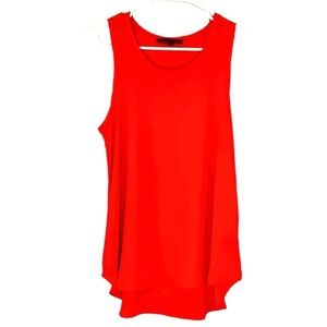 2/$15 Olivaceous - Red Sleeveless Hi-Low Blouse | Flowy Layered Top | Size S